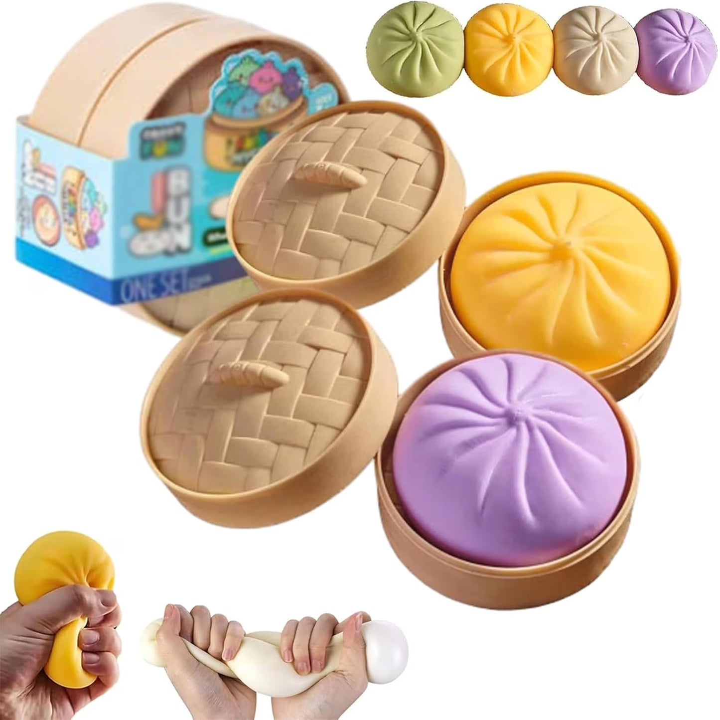 Dumpling Squishy Mystery Toy | Mystery Squishy Dumplings Set for Kids | Box of 12 NEW HOTš„VIRAL MYSTERY Holographic Ribbon Dumpling -! Dumpling- squishy toy stress reliever Squishy Bun