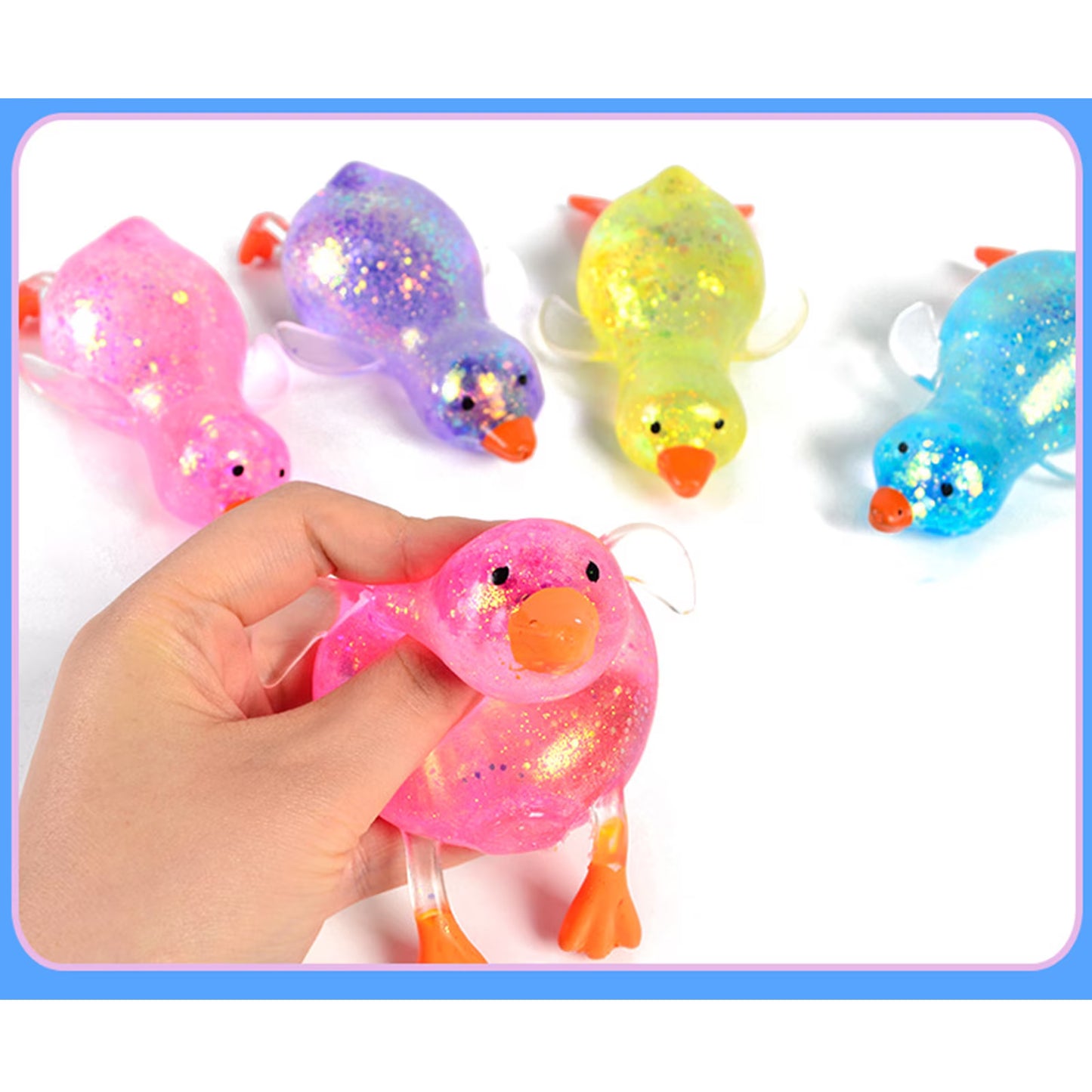 Cute Duck Squishy Sugar Stress Ball,Duck Squishy Stress Relief Sugar Ball with Glitter, Fun Gift for Office Desk Party Favors Easter Basket Stuffer