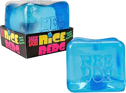 NeeDoh Niceberg - Large Squishy Ice Cube Fidget Toy For Kids, Nee Doh Stress Balls, Sensory Fidgets, Squidgy Toys For Anxiety Relief, Safe Non-Toxic Gel Texture, Age 3 Year Olds +