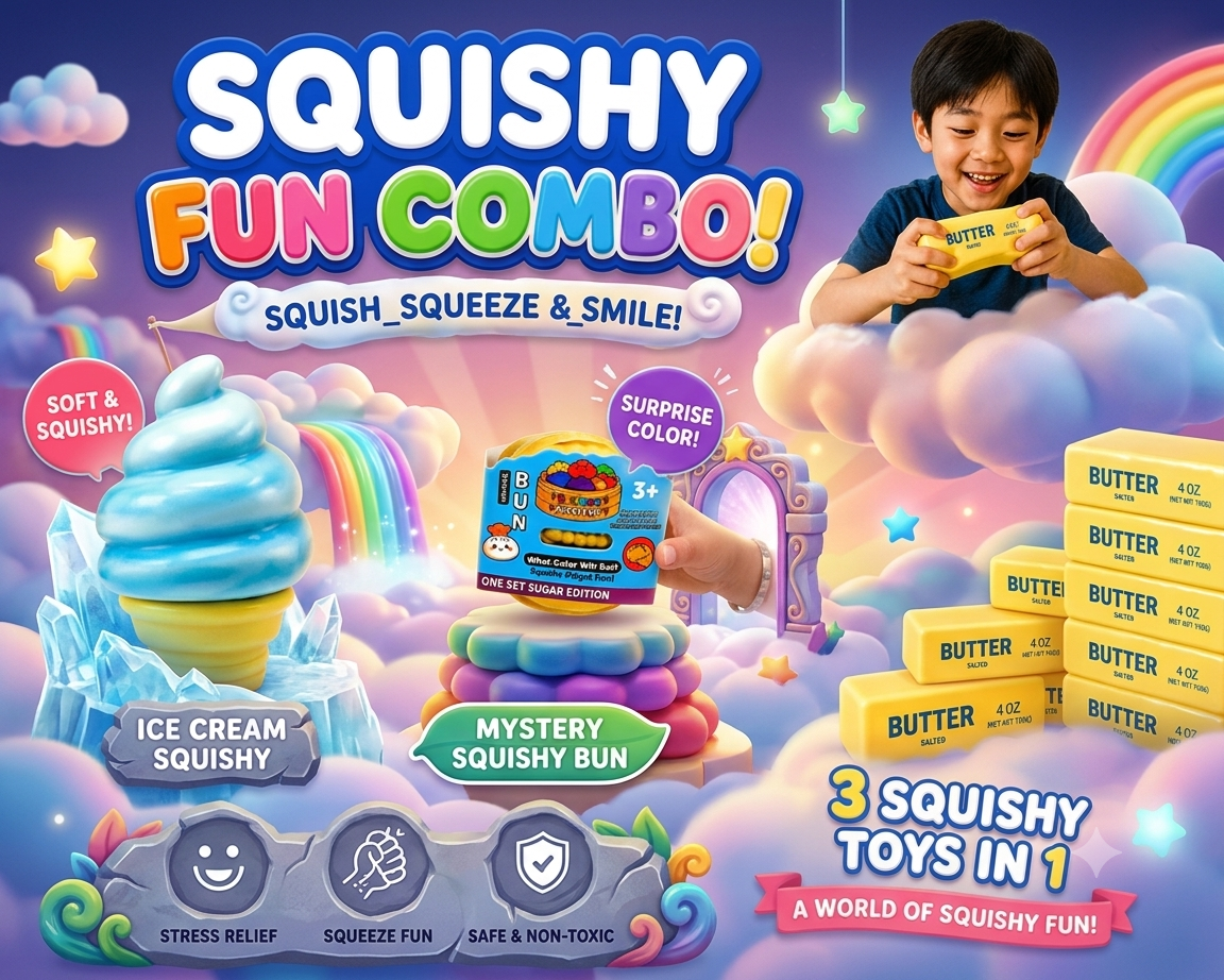 Squishy Bundle - Mini Glitter Dumpling Butter Squishy Ice Cream Cone - x2 each