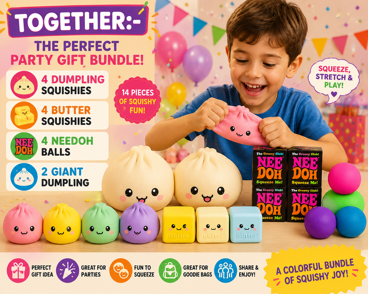 Squishy Party Package 1 Needoh Butter Dumpling Giant set