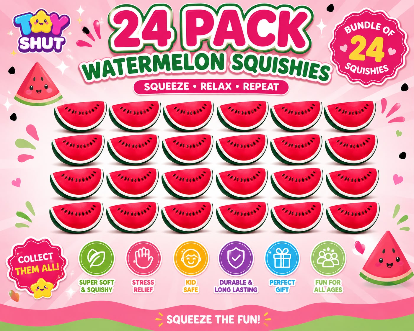 Watermelon Squishy - Pack of 24