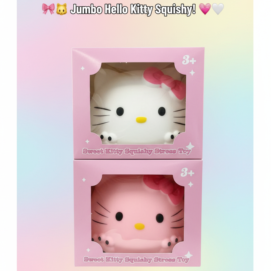 Jumbo Hello Kitty inspired Squishy Stress Toy - Colour may vary