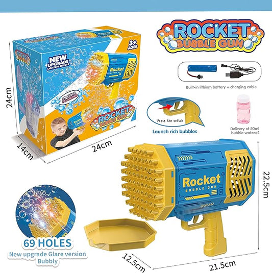 69 Hole Foaming rocket Launcher Blue Orange. Bubble Gun Machine
