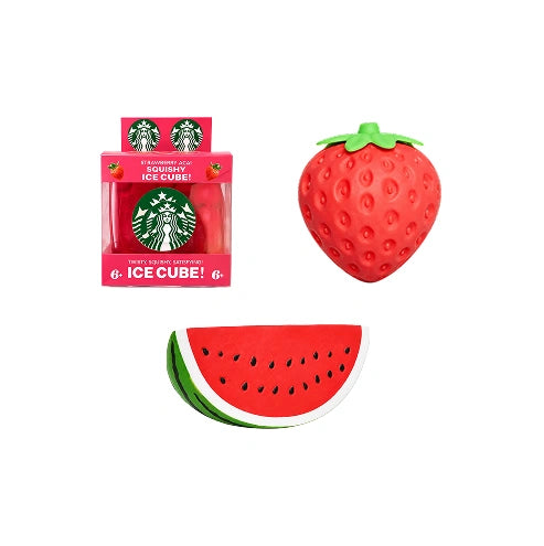 Starbucks Nice Cube, Giant Strawberry & Watermelon Squishy - Trio Bundle - Save 10$ 🔥 - Handpicked for the Ultimate Sensory Experience