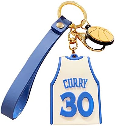 Cartoon Keychains, Basketball Keychain, Delicate Image, for Souvenirs, Backpack Ornaments, Basketball Fans (White Jersey No. 30), White, 5