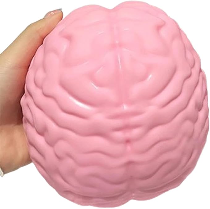 Giant Squishy Brain Stress Ball, Jumbo Slow Rising Sensory Toy for Adults Anxiety Relief, Extra Soft Foam Stress Squeeze Toy for Desk & Party Favors
