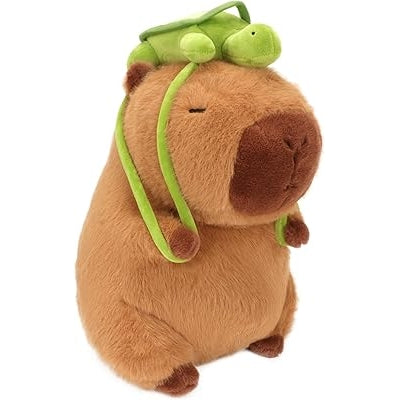Cute cartoon capybara plush toy with turtle backpack, super soft capybara plush doll gift pillow
