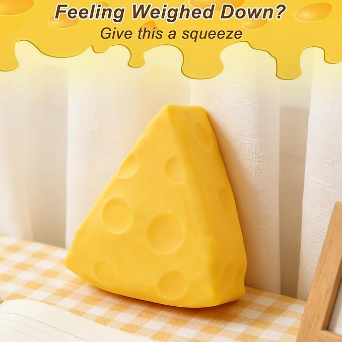 Squishy Cheese Triangular, Squeeze Toys Cheese for Stress & Anxiety Relief, Slow Rising Fidget Sensory Toy for Adults and Kids, Perfect for Focus & Fun