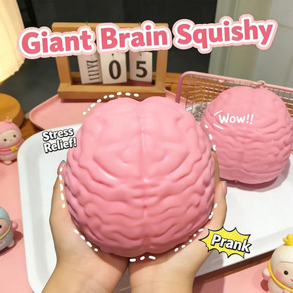 Giant Squishy Brain Stress Ball, Jumbo Slow Rising Sensory Toy for Adults Anxiety Relief, Extra Soft Foam Stress Squeeze Toy for Desk & Party Favors