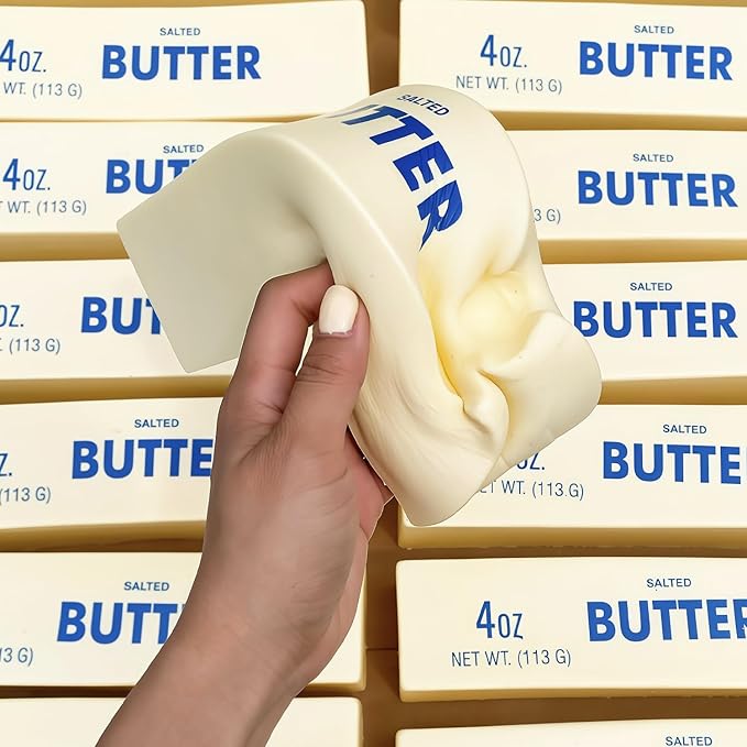 9.5 Inch Butter Squishy Toys, Large Soft Butter-Shaped Slow Rising Squishy, Sticky Butter Sticks Squeeze Toys, Realistic Food Squishies Fidget Toys for Decompression Anxiety Relaxation (1 Pcs)