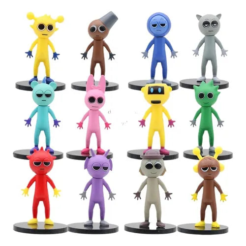 Sprunki Figures Set, Colourful Sprunki Action Figures Set, Sprunki Toy Figures Set, Collectible Games, Funny Plush Toys for Game Fans, Sprunki Character Sculpture for Children