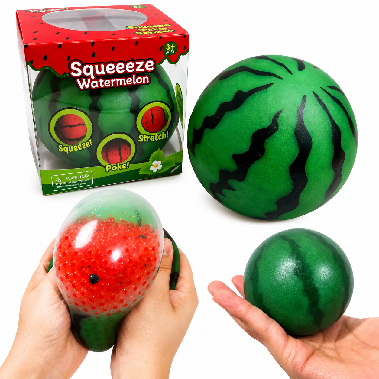 Orbeez Filled Watermelon Squishy - Satisfying Squeeze Toy