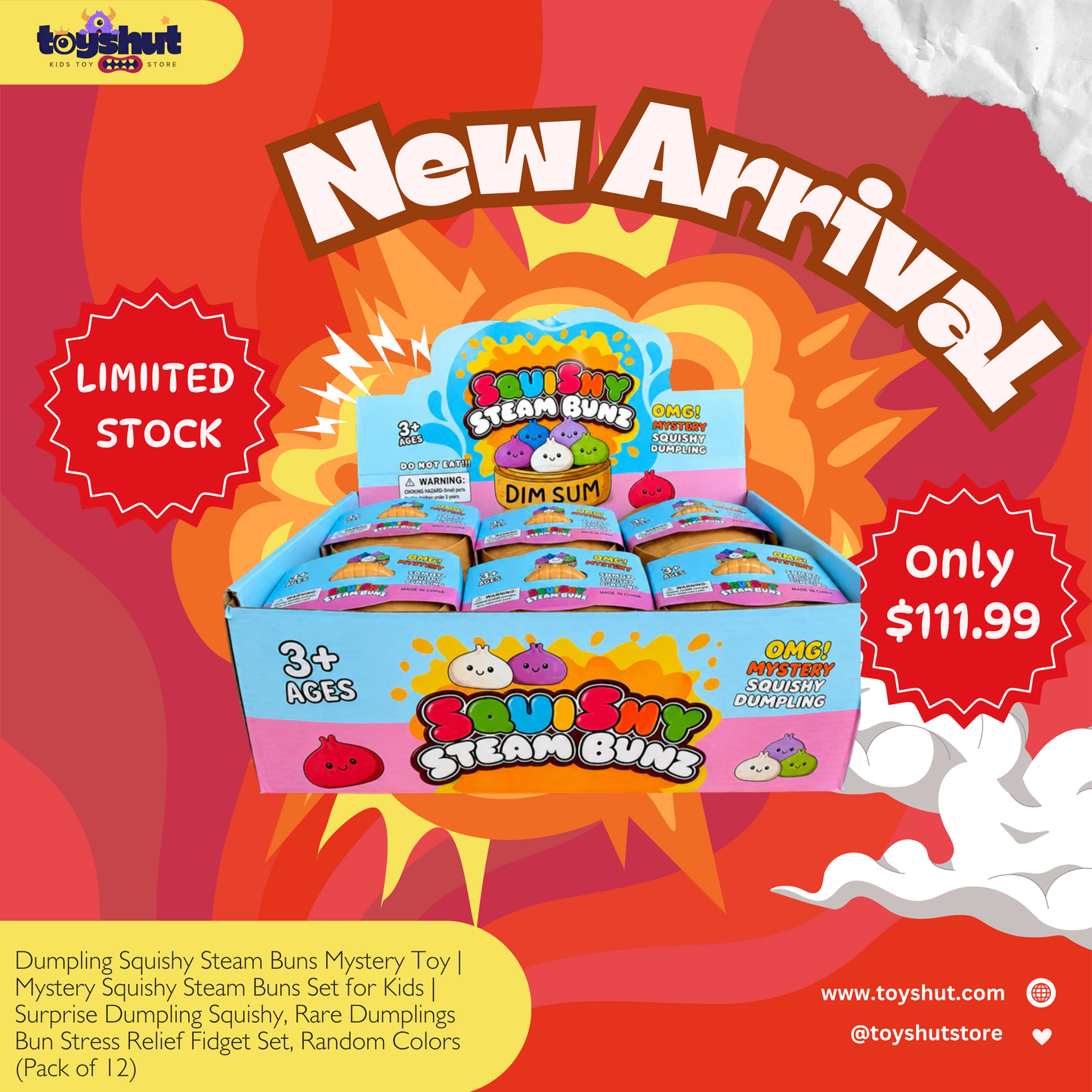 Dumpling Squishy Steam Buns Mystery Set of 12