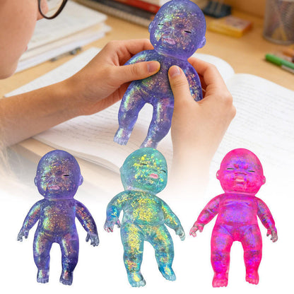 Funny Natasha Baby Squishy Toy 6" Tall Transparent Glitter Maltose Soft Stress Relief Slow Rebound Fidget Anti-stress Toy