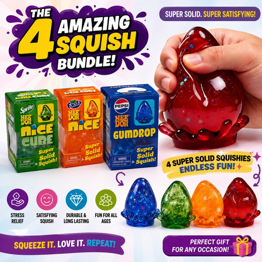 The 4 Teardrop Amazing Squish Bundle (Sprite, Fanta & Pepsi Edition) - Fun Nice Cube Squishy Bundle