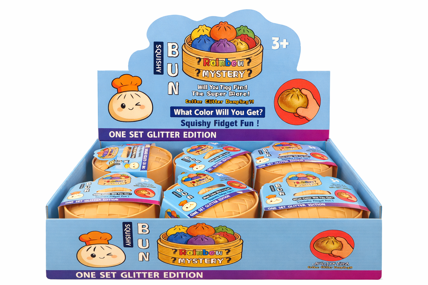 2026 New Dumpling Glitter Squishy Mystery Box - Surprise Dumpling Squishy, Rare Dumplings Bun Stress Relief Fidget Set, Random Colors (Pack of 12)