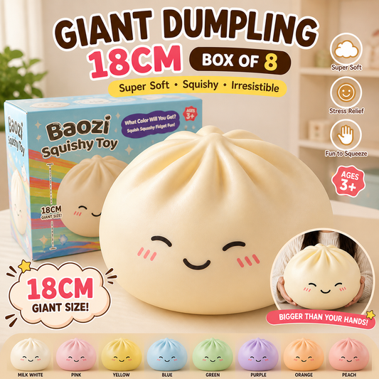 Giant Dumpling Squishy, Mystery Giant Dumpling Squishy, 18cm Jumbo Fidget Toy (Box of 8) Mega Rainbow Dumplings, Cute Anxiety Relief Fidget Dumpling, Soft Squeeze Decompression Dough for Adults  (Box of 8)