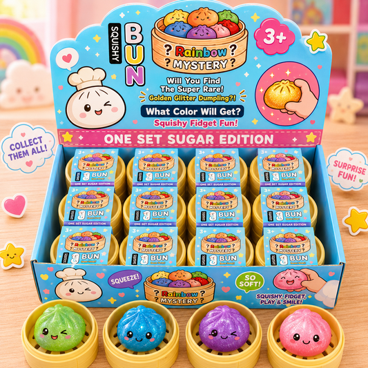 Dumpling Squishy Glitter  24pcs Mini Clear Fidget Toy, Kawaii Stress Balls Anxiety Relief Squishy Sensory Toys for Kids Adults,Classroom,Goodie Bag Stuffers