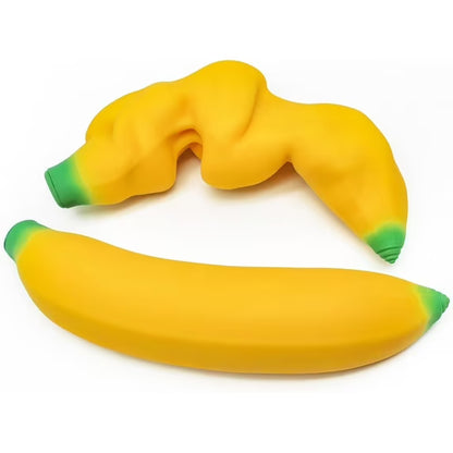 Banana Slow Rising 6" Tall Stress Relief Toys for Adults, Fun Fidget Sensory Toys for Anxiety Relief and Focus, Soft Pinch and Release Novelty Gift (Pack of 4)