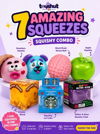 7 Amazing Squeezes Squishy Combo – Ultimate Sensory Toy Bundle