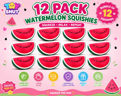 12 Pack Watermelon Squishies – Slow Rising Stress Relief Squishy Toy Bundle