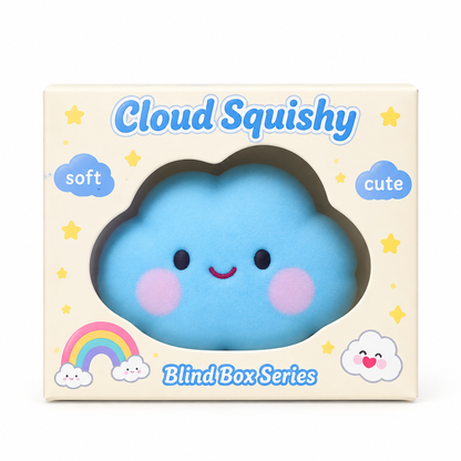 Blue Cloud Squishy plush toy on white background