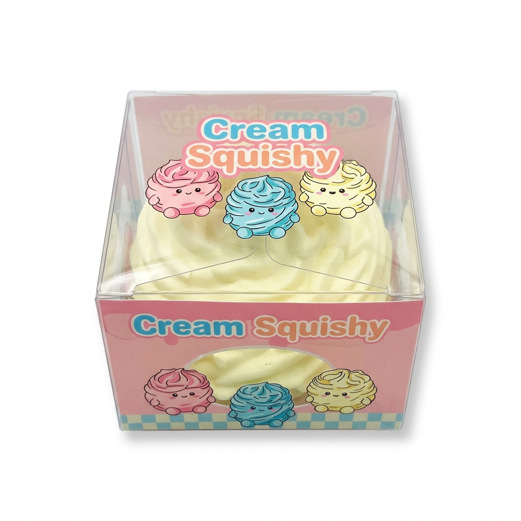 Cream Squishy in its original packaging on a white background