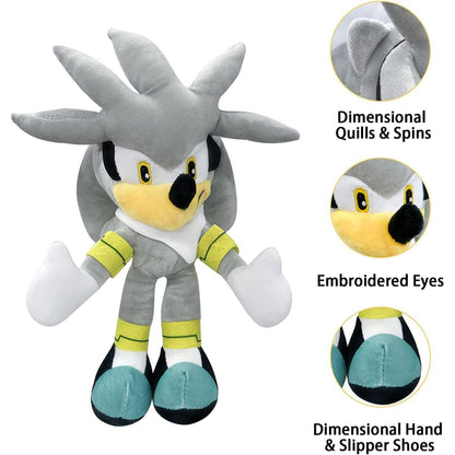 Silver Sonic Plush Toy | 11 Inch Sonic Metal Plush Toy for Kids