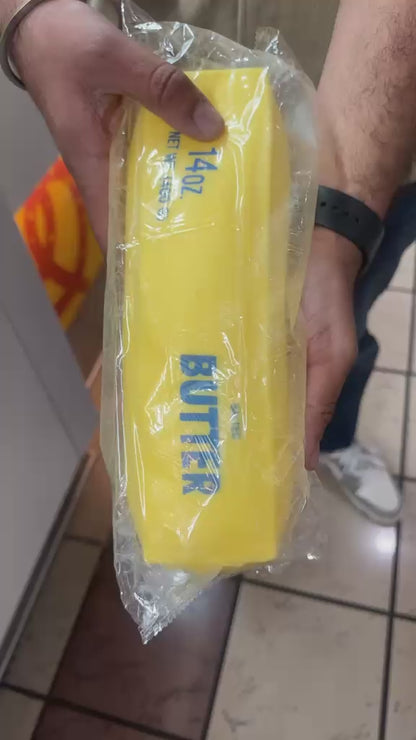 Giant Butter Squishy 10" Tall Foamy Stress Relief Toy - Realistic Butter Stick Squeeze, Soft PU Foam Fidget