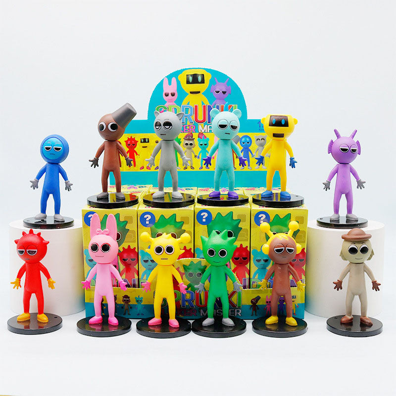 Sprunki Figures Set, Colourful Sprunki Action Figures Set, Sprunki Toy Figures Set, Collectible Games, Funny Plush Toys for Game Fans, Sprunki Character Sculpture for Children